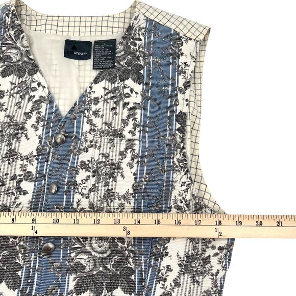 Lizwear Vintage 90s Vest Womens size Large Rose print tapestry - Picture 3 of 6